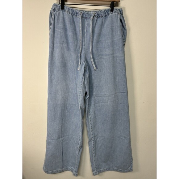 Zara Denim - Zara Wide Leg Light Wash XL Pullstring Jeans High Waist Oversized
